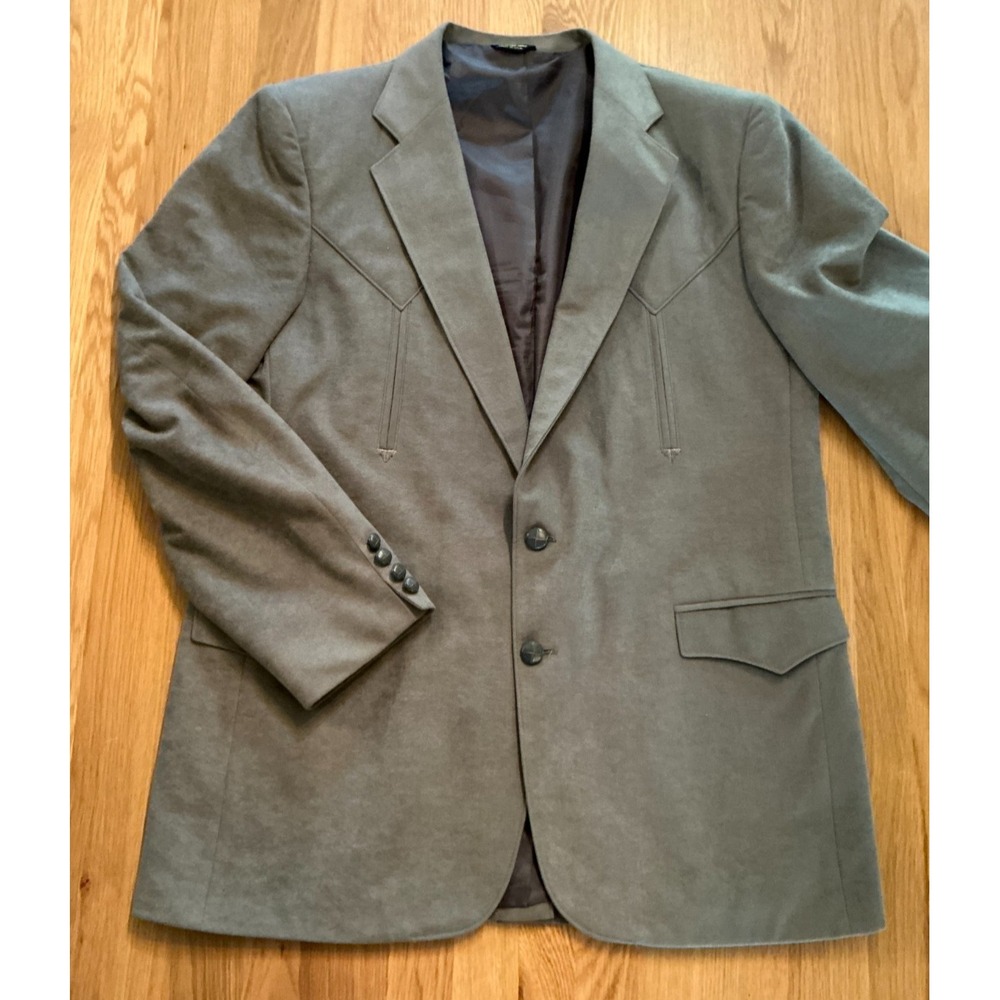 Grand Entry Men's Western Sport Coat Blazer Sz 44L Gray Suede Look Rodeo Cowboy‎